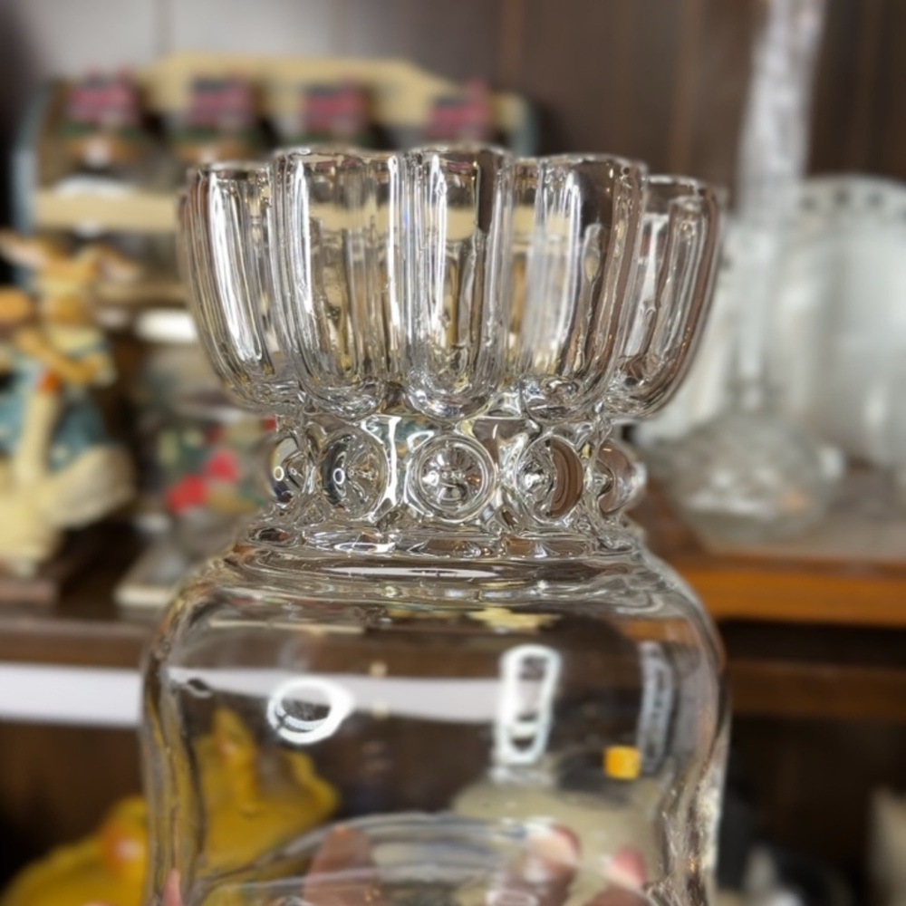 Kosta Boda Clear Glass Vase with Ribbed Accents